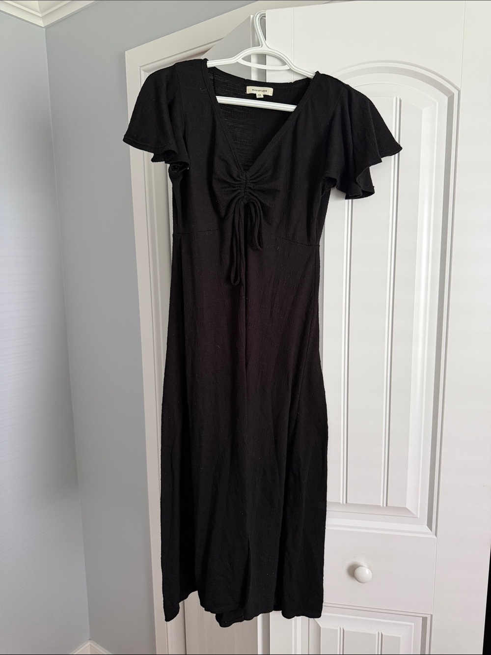 Max Studio Black Tie-Front Midi Dress